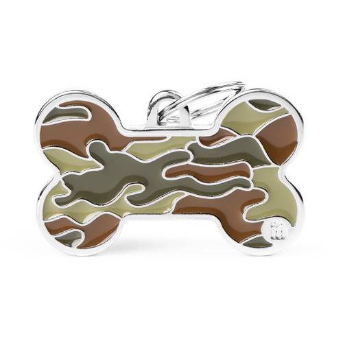 Myfamily Style Camouflage XL Green Bone Pet Identification Tag 