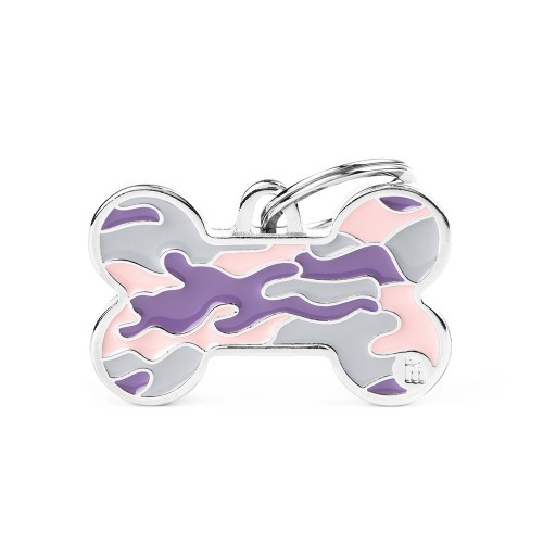 Myfamily Style Camouflage Big Pink Bone Pet Identification Tag 