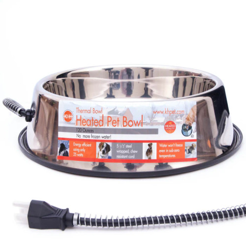 K&H Thermal Heated Stainless Steel Pet Water Bowl 120 oz