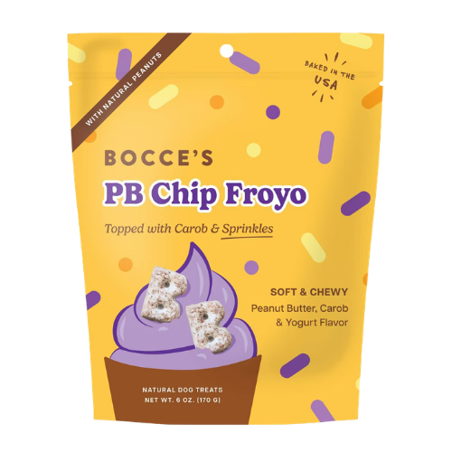 Bocce Peanut Butter Carob & Yogurt Froyo with Sprinkles Chewy Dog Treats 6 oz