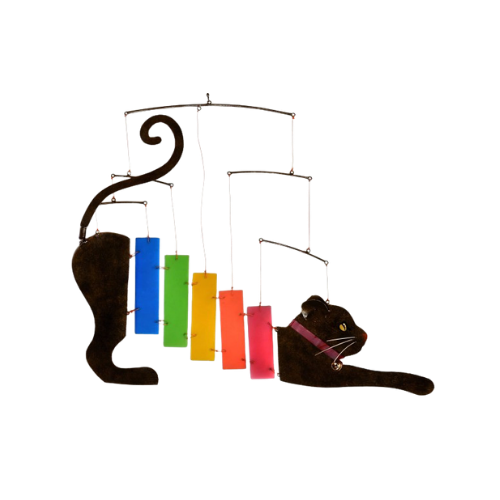 Songbird Essentials Rainbow Kittie Metal and Glass Mobile 