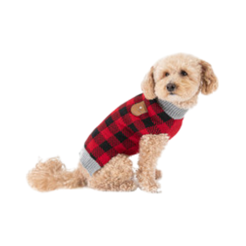 Pet Obsession Red Buffalo Check Pet Sweater