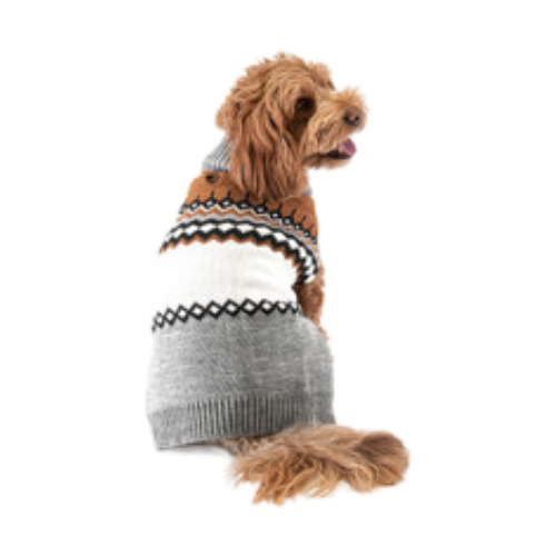Pet Obsession Grey Fair Isle Pet Sweater