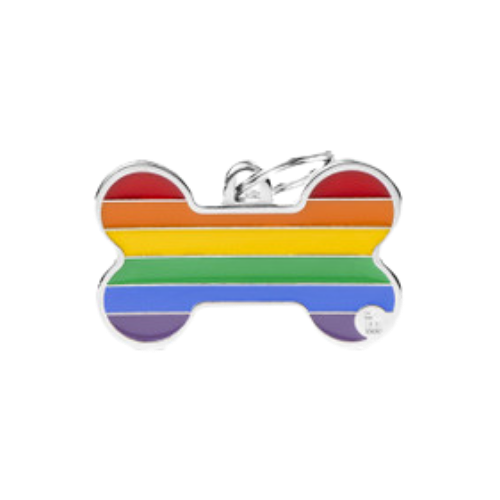 Myfamily PRIDE Rainbow XL Bone Pet Identification Tag 