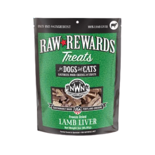 Northwest Naturals Raw Rewards Treats Freeze Dried Lamb Liver for Dogs & Cats 3 oz