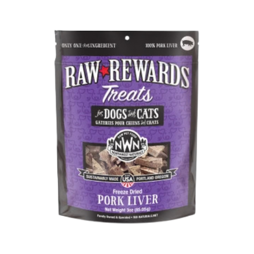 Northwest Naturals Raw Rewards Treats Freeze Dried Pork Liver for Dogs & Cats 3 oz