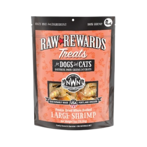 Northwest Naturals Raw Rewards Treats Freeze Dried Large Shrimp for Dogs & Cats 1 oz