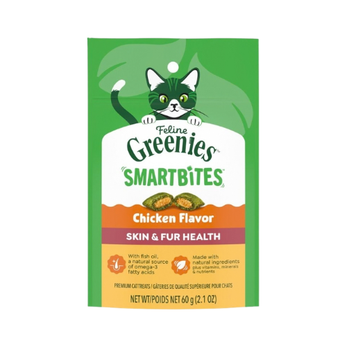 Greenies Feline Smartbites Skin & Fur Health Chicken Flavor Cat Treats 2.1 oz