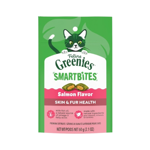 Greenies Feline Smartbites Skin & Fur Health Salmon Flavor Cat Treats 2.1 oz