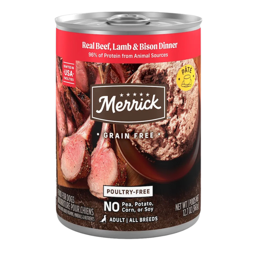 Merrick Grain-Free Poultry-Free Real Beef, Lamb & Bison Dinner Wet Dog Food