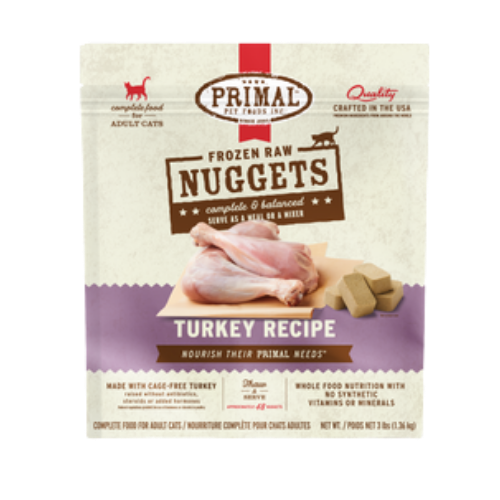 Primal Frozen Raw Turkey Nuggets for Cats 3 lb