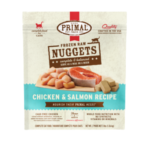 Primal Frozen Nuggets Chicken & Salmon Formula Grain-Free Raw Cat Food 3 lb