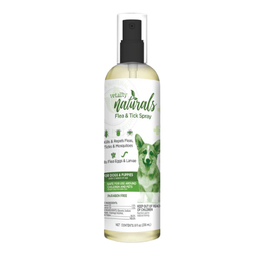 Vetality Naturals Flea & Tick Spray for Dogs, Kills & Repels Fleas, Flea Eggs & Larvae, Ticks & Mosquitoes 8 oz