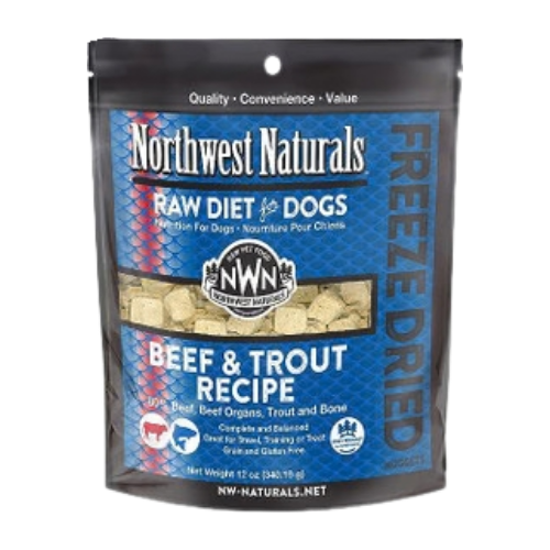 Northwest Naturals Freeze-Dried Beef & Trout Recipe Raw Diet for Dogs 12 oz
