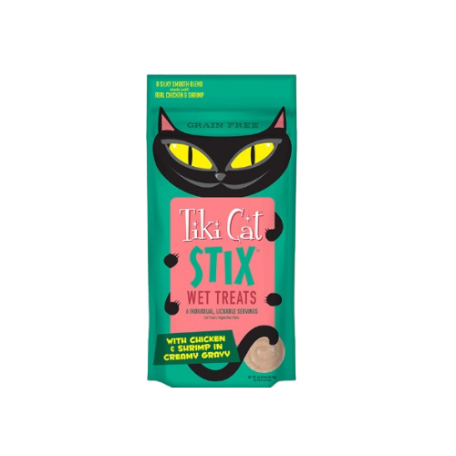 Tiki Cat Stix Chicken & Shrimp in Creamy Gravy Lickable Wet Cat Treats 3 oz