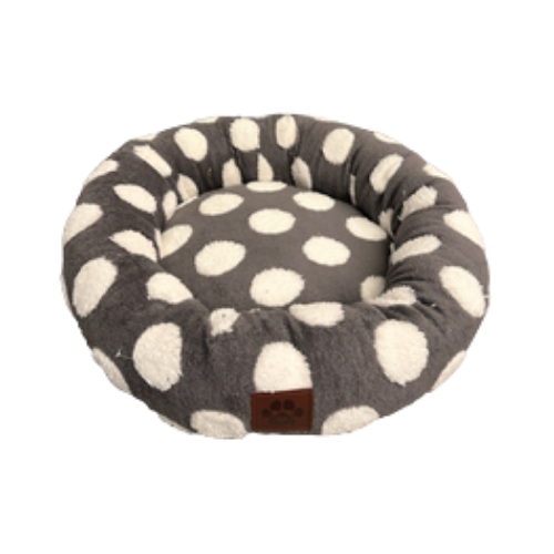 Pet Obsession Grey Polka Dot Fleece Cuddler Pet Bed 20 in