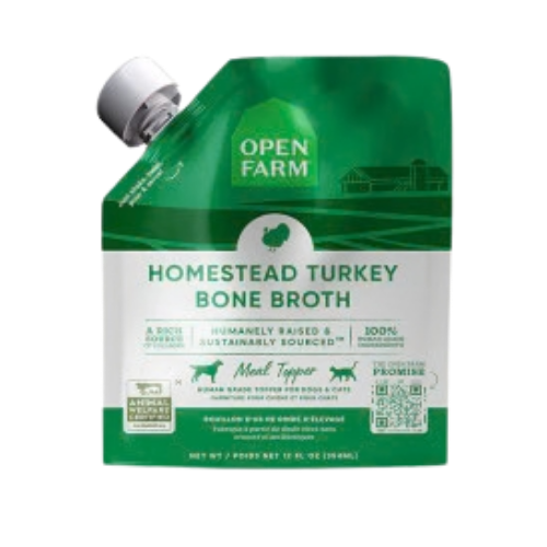 Open Farm Homestead Turkey Bone Broth Meal Topper for Dogs & Cats 12 oz