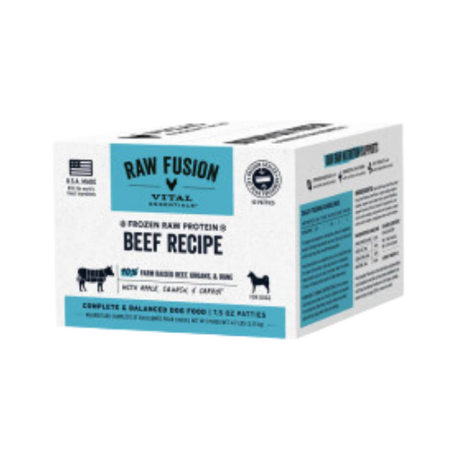 Vital Essentials Fusion Beef Dinner Patties Raw Grain-Free Frozen Dog Food 10 ct