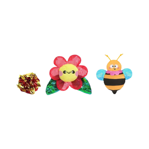 Hugsmart Bee and Flower Cat Toys 3 Pack 