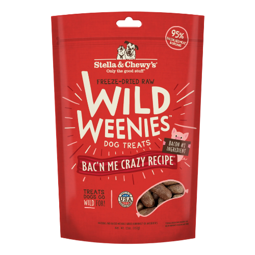 Stella & Chewy's Wild Weenies Bac'n Me Crazy Recipe Freeze-Dried Raw Dog Treats 3 oz
