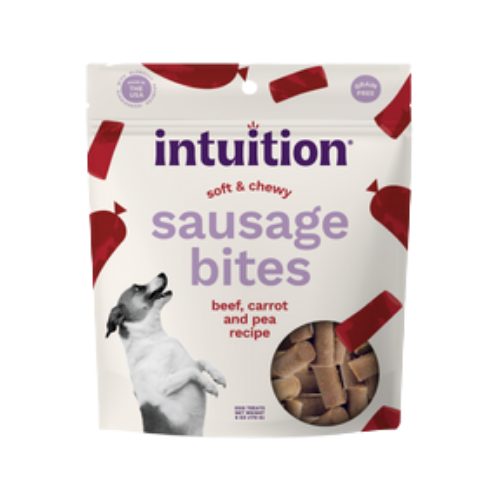 Intuition Beef, Carrot & Pea Recipe Grain-Free Soft & Chewy Sausage Bites Dog Treats 6 oz