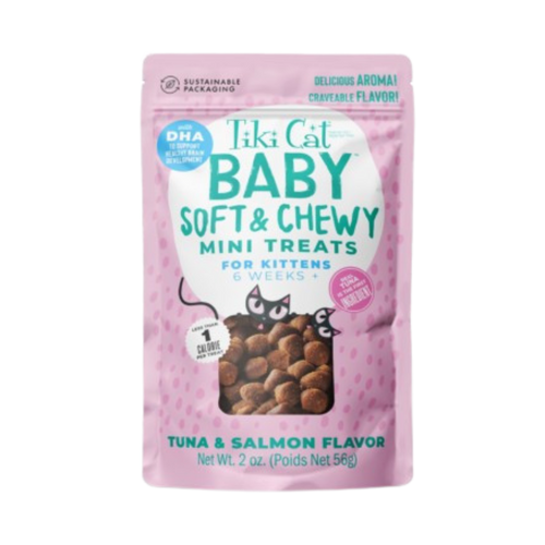 Tiki Cat Baby Soft & Chewy Tuna & Salmon Flavor Mini Treats for Kittens 2 oz