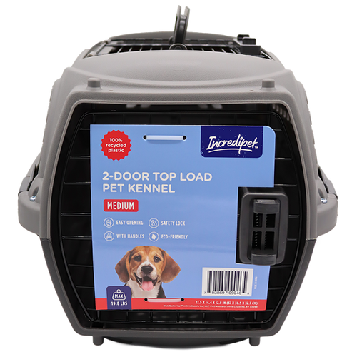 Incredipet 2-Door Top Load Pet Kennel, 22.5 x 14.4 x 12.8 in, up to 19.8lbs 