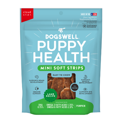 Dogswell Puppy Health Mini Soft Strip Dog Treats, Lamb Recipe 10 oz